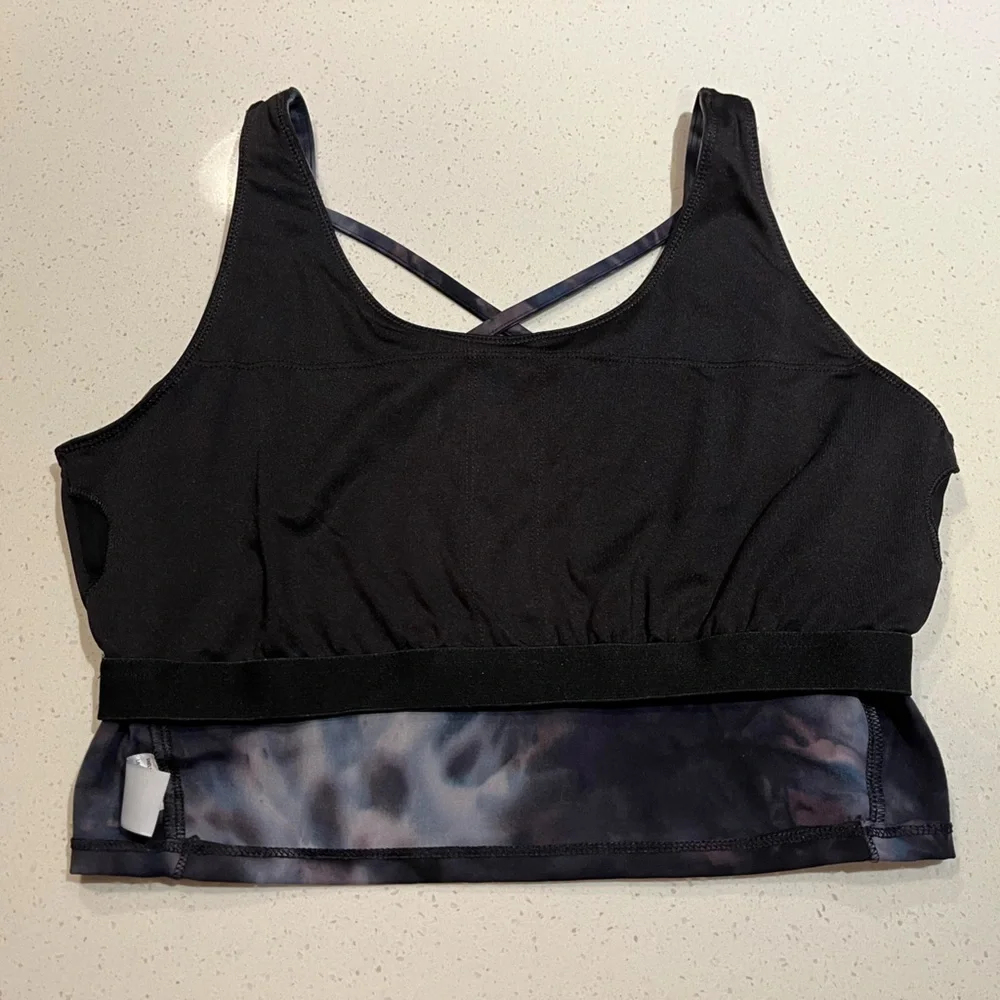 ZELOS | Medium Impact Crisscross Sports Bra in Tie-Dye Size Large